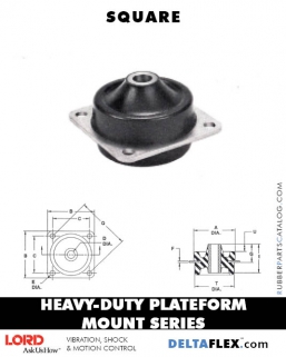 Heavy-Duty Plateform Mount - Square LORD Corporation, Vibration, Shock, Motion Control, Vibration Mounts, Vibration Isolators