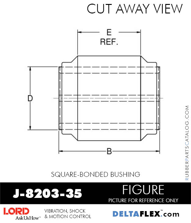 J820335 LORD Square Bonded Rubber Bushing