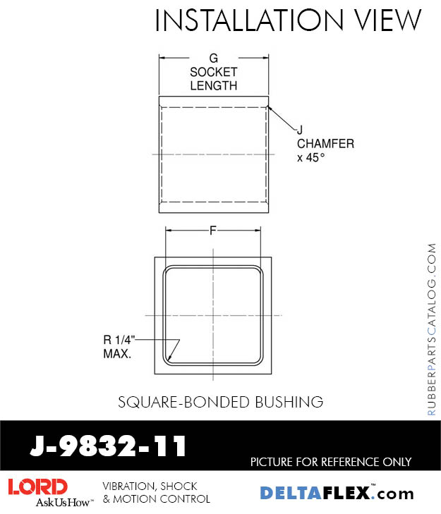 J983211 LORD Square Bonded Rubber Bushing